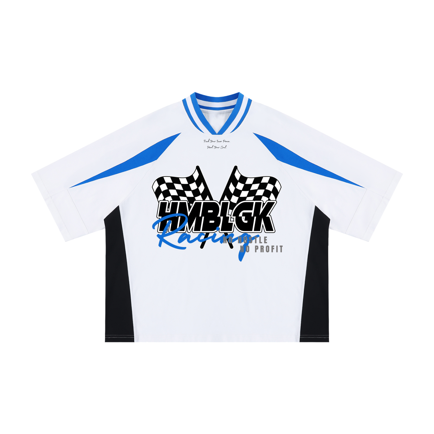No Hustle, No Profit T-Shirt (White/Blue)