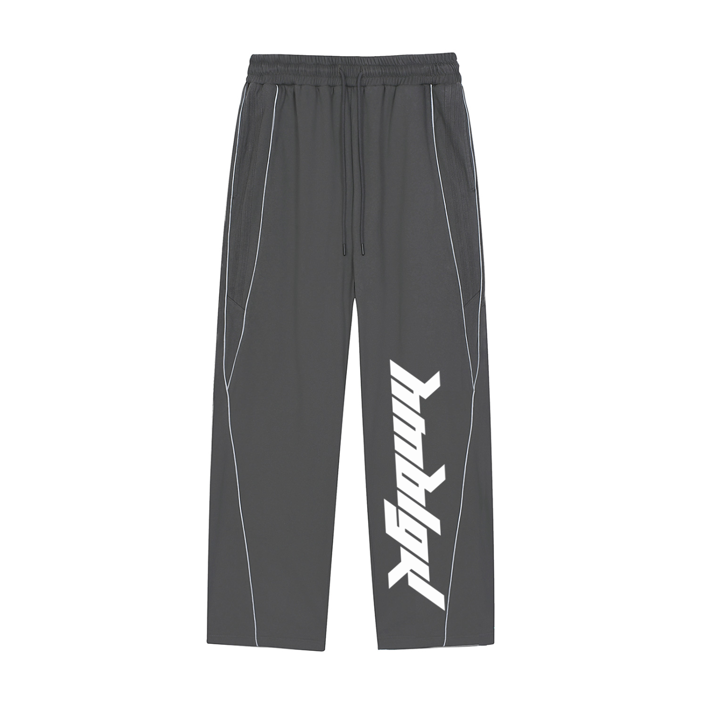 Hypik Reflection Striped Straight-Leg Sweatpants Gray
