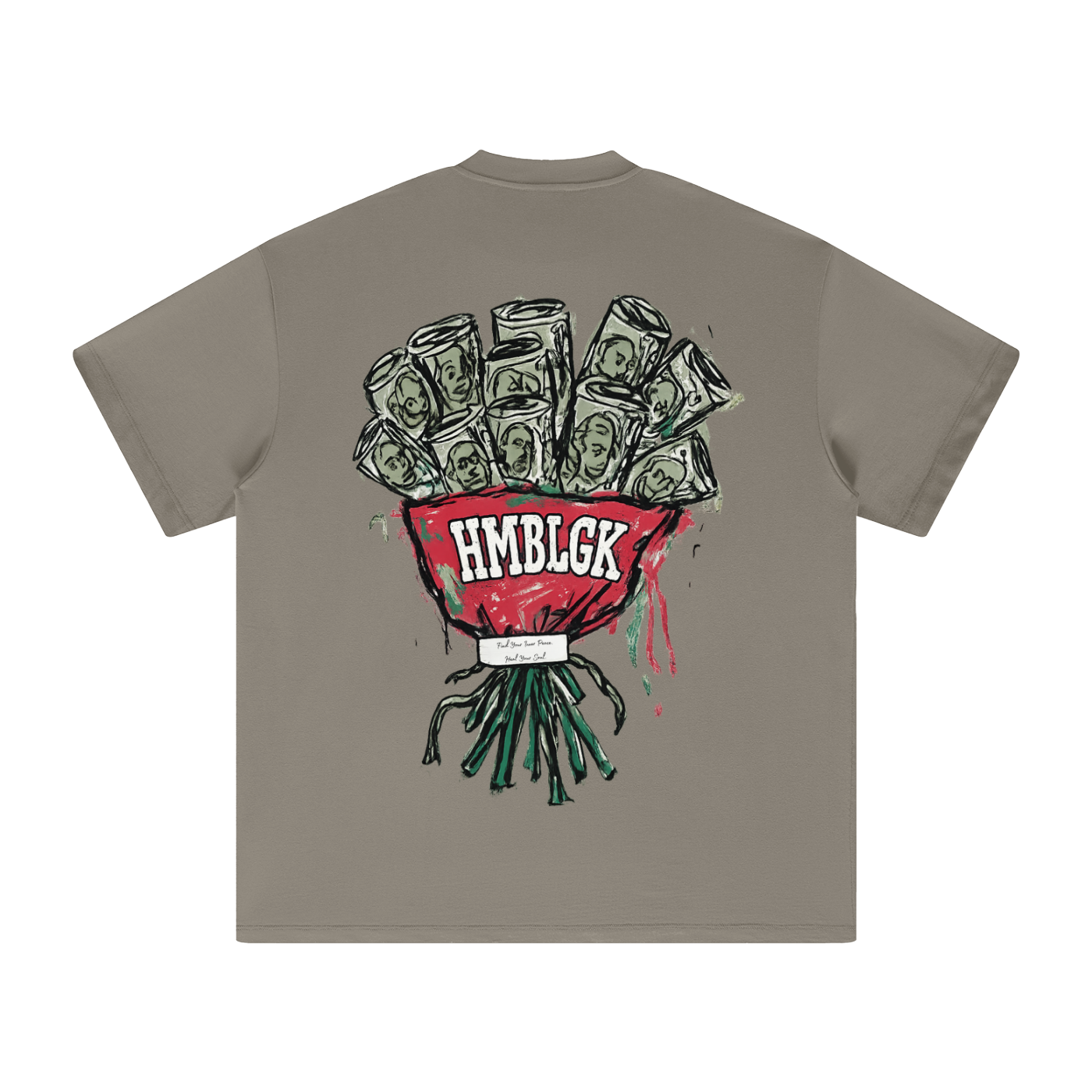 Money Flowers T-Shirt (Gray Camel)